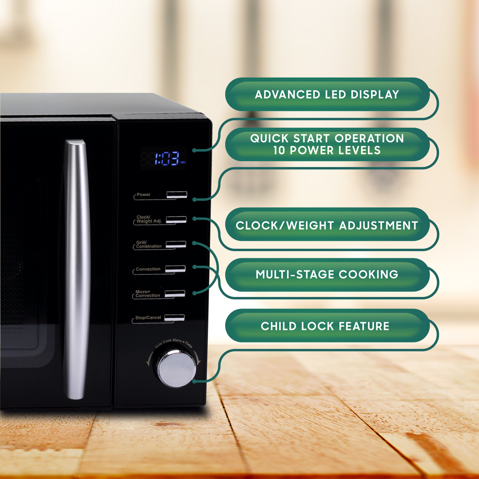 Buy Croma 20L Convection Microwave Oven with LED Display Black Online Croma